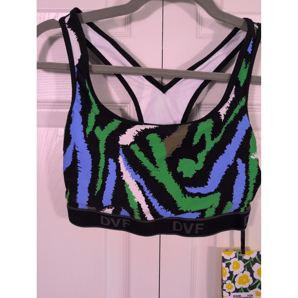 Diane Von Furstenberg X Target Sports Bra Disco Zebra Green New Small